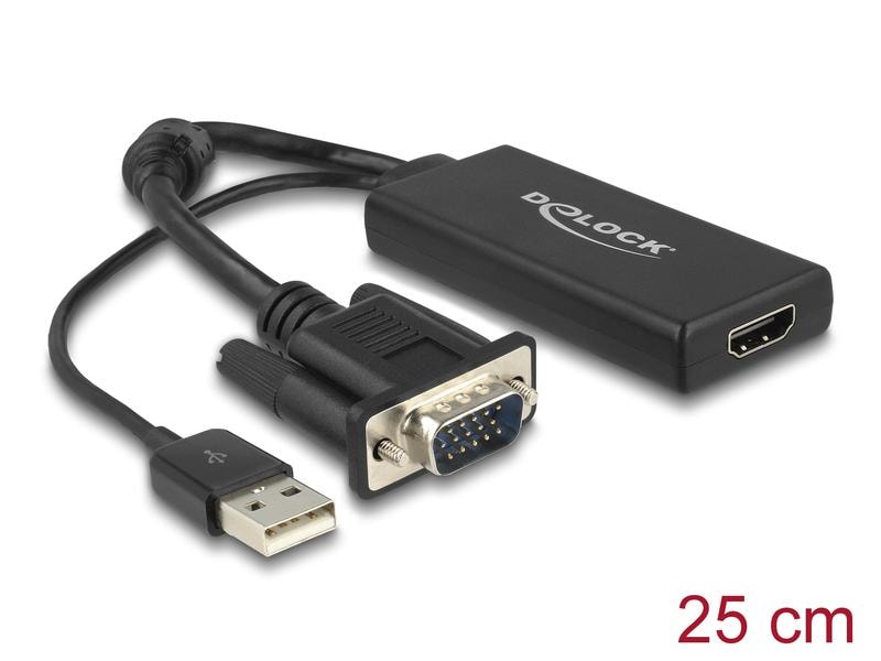 Delock Konverter VGA - HDMI, mit Audio Delock VGA zu HDMI Adapter mit Audio schwarz