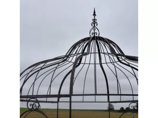 Gloriette pergola tonnelle kiosque abri jardin fer marron 216x330 cm