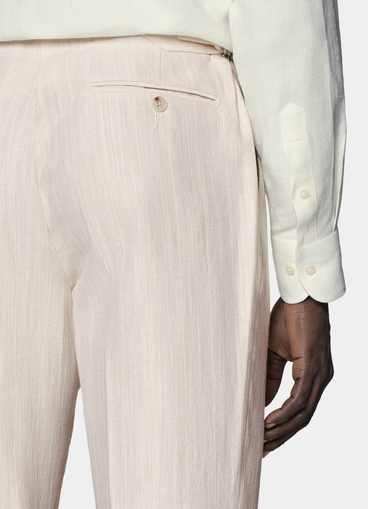 Costume Havana coupe Tailored blanc cassé à rayures