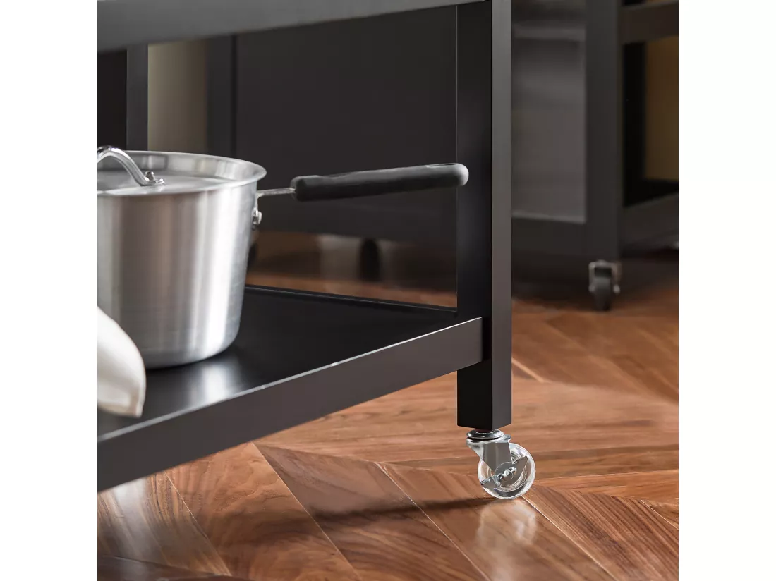 Desserte Roulante Chariot de Cuisine de 2 étages avec Grand Plan de Travail en Acier INOX, FKW47-SCH
