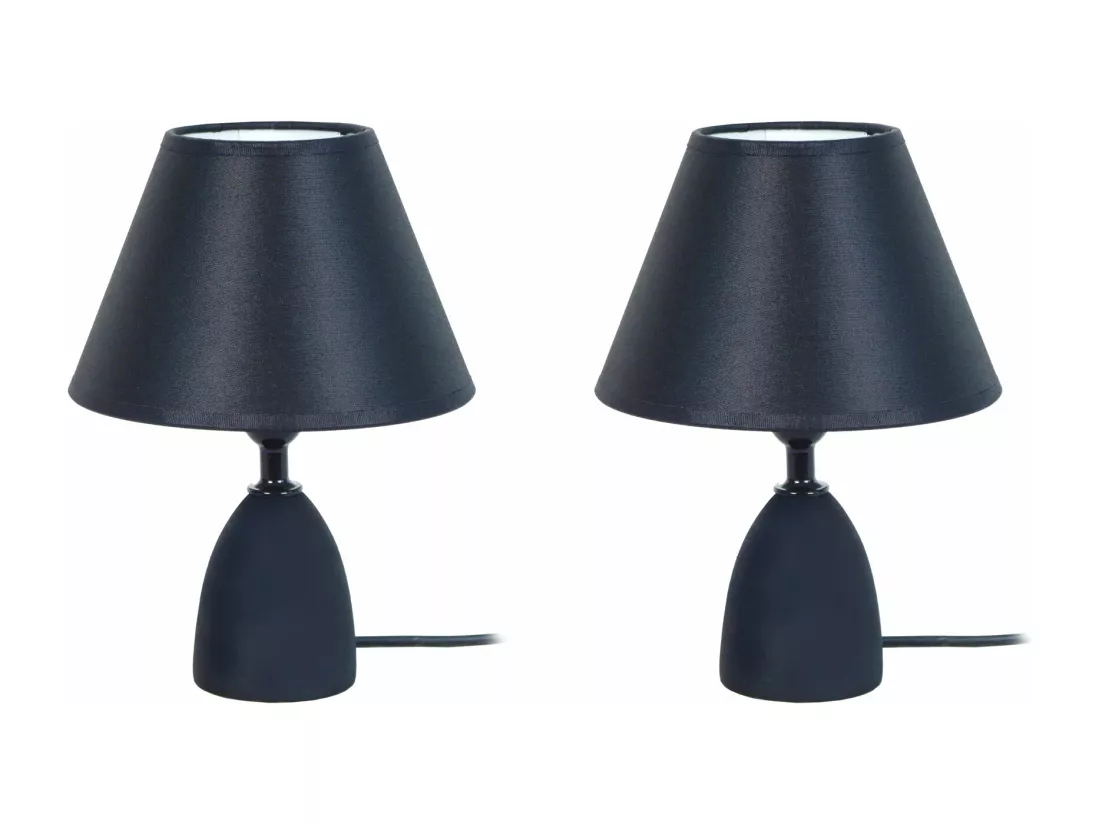 Pair de Lampes de chevet conique bois noir 22 cm.