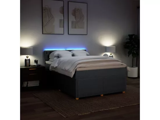 Sommier à lattes de lit avec matelas Gris foncé 160x200cm Tissu