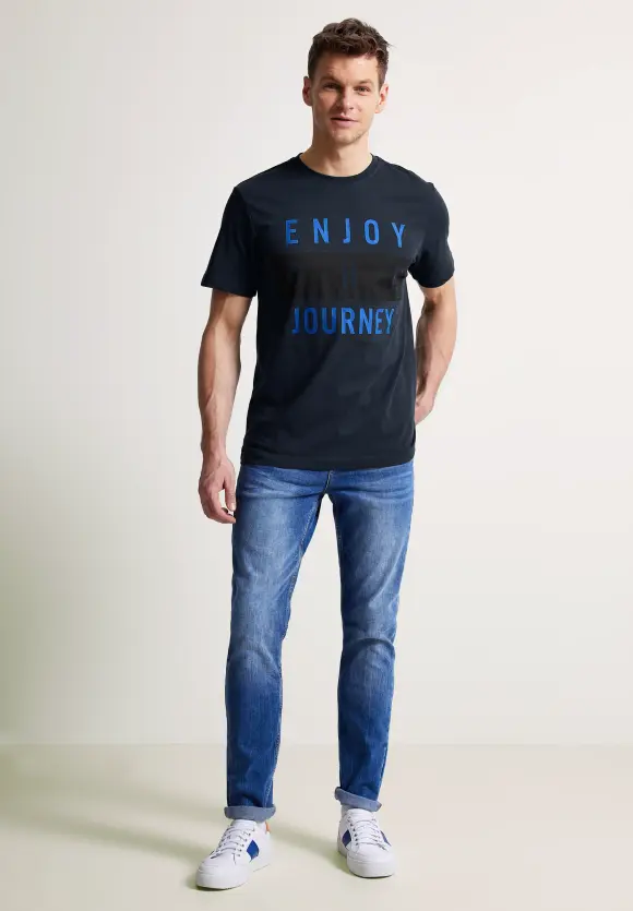 T-Shirt mit Frontprint - deep sea blue