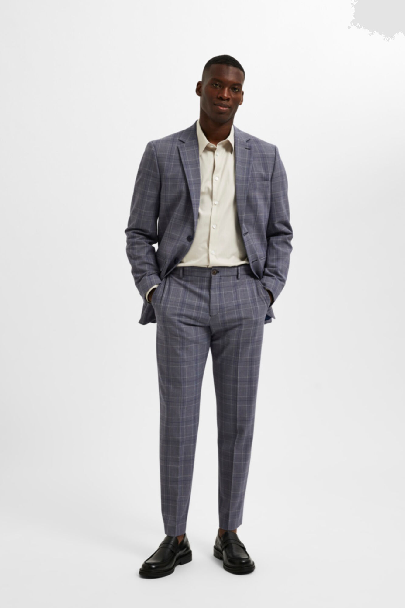 Calça de alfaiataria xadrez slim fit - Azul