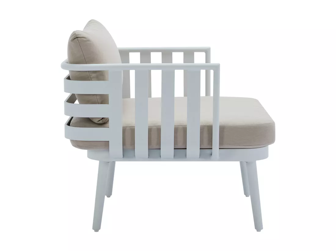 Salon de jardin en aluminium : canapé 2 places, 2 fauteuils et 2 tables basses - Blanc - KUTO de MYLIA