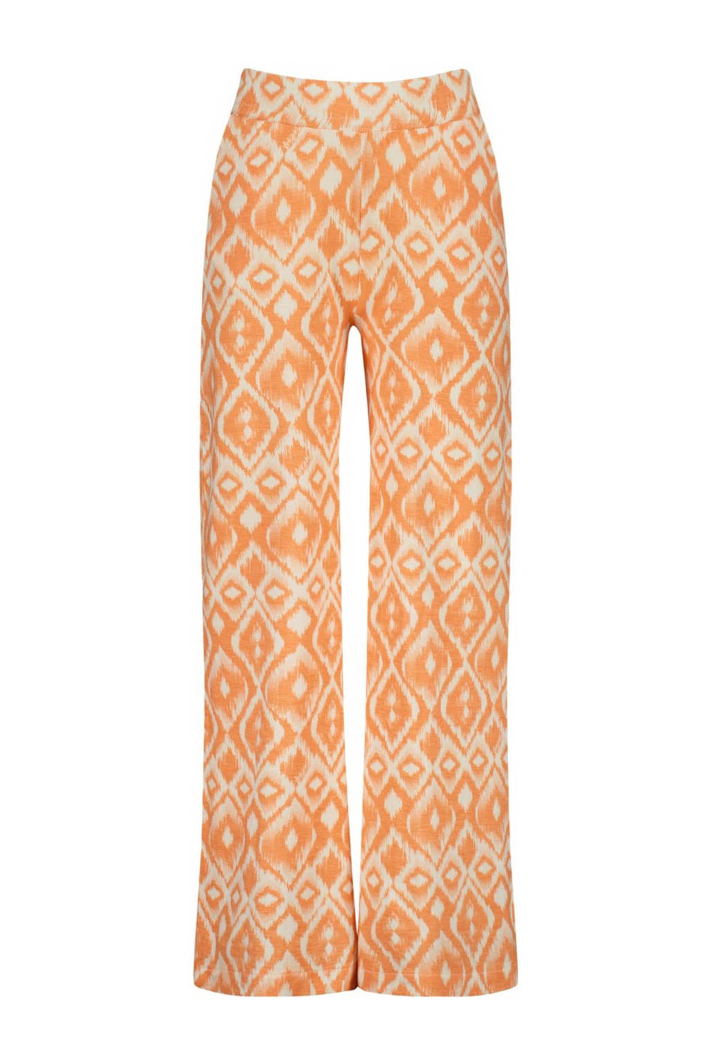 Vingino straight fit broek Sage met all over print licht neonoranje/wit