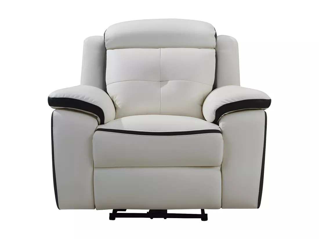 Fauteuil relax électrique en cuir ANGELIQUE - Blanc/anthracite