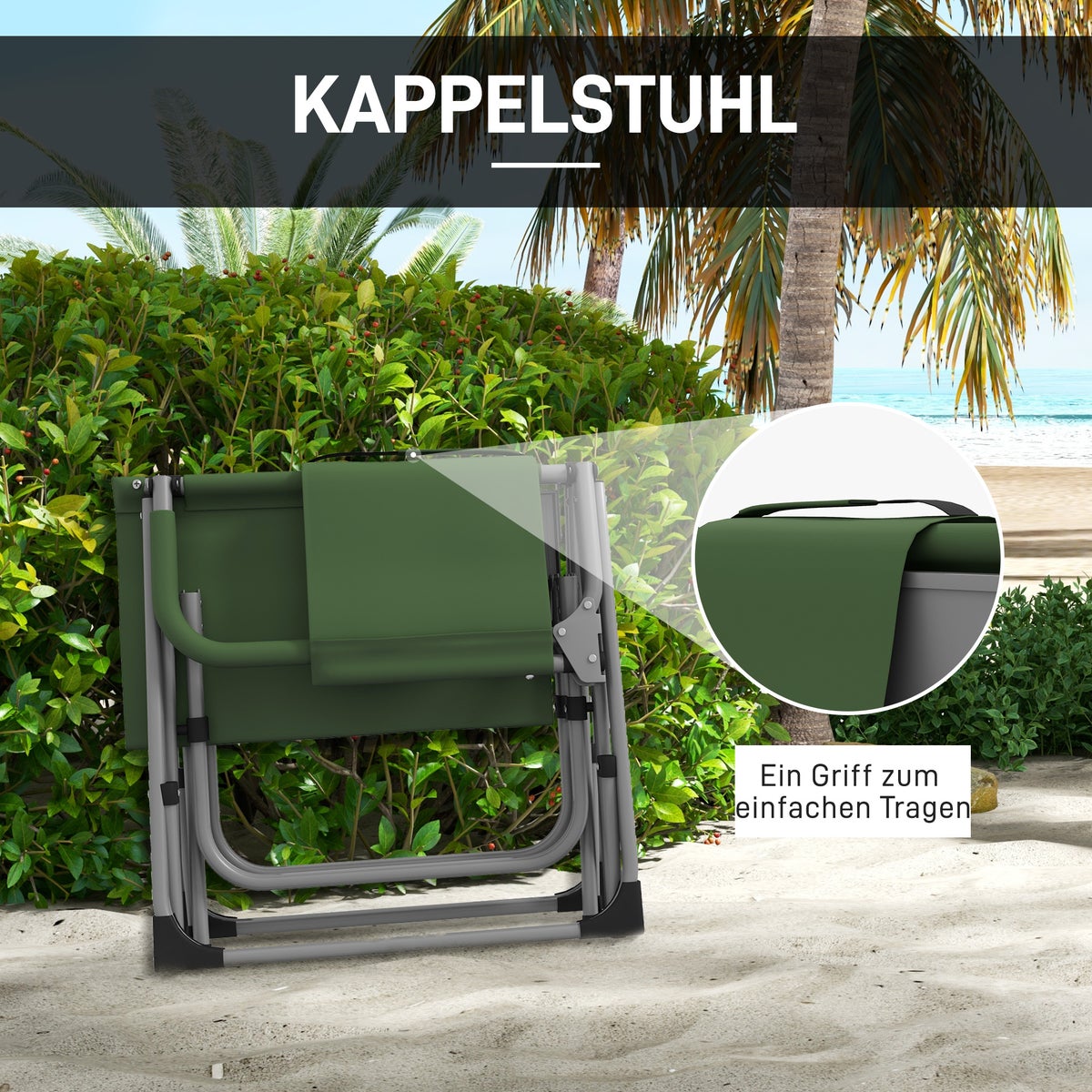 Outsunny Regisseursstoel, opvouwbare kampeerstoel met bijzettafel, voor kamperen, strand, 81L x 51B x 87H cm, Oxford, groen