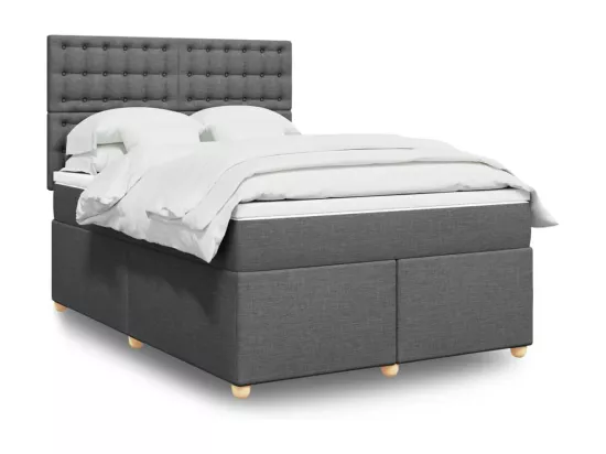 Sommier à lattes de lit avec matelas Gris foncé 160x200cm Tissu