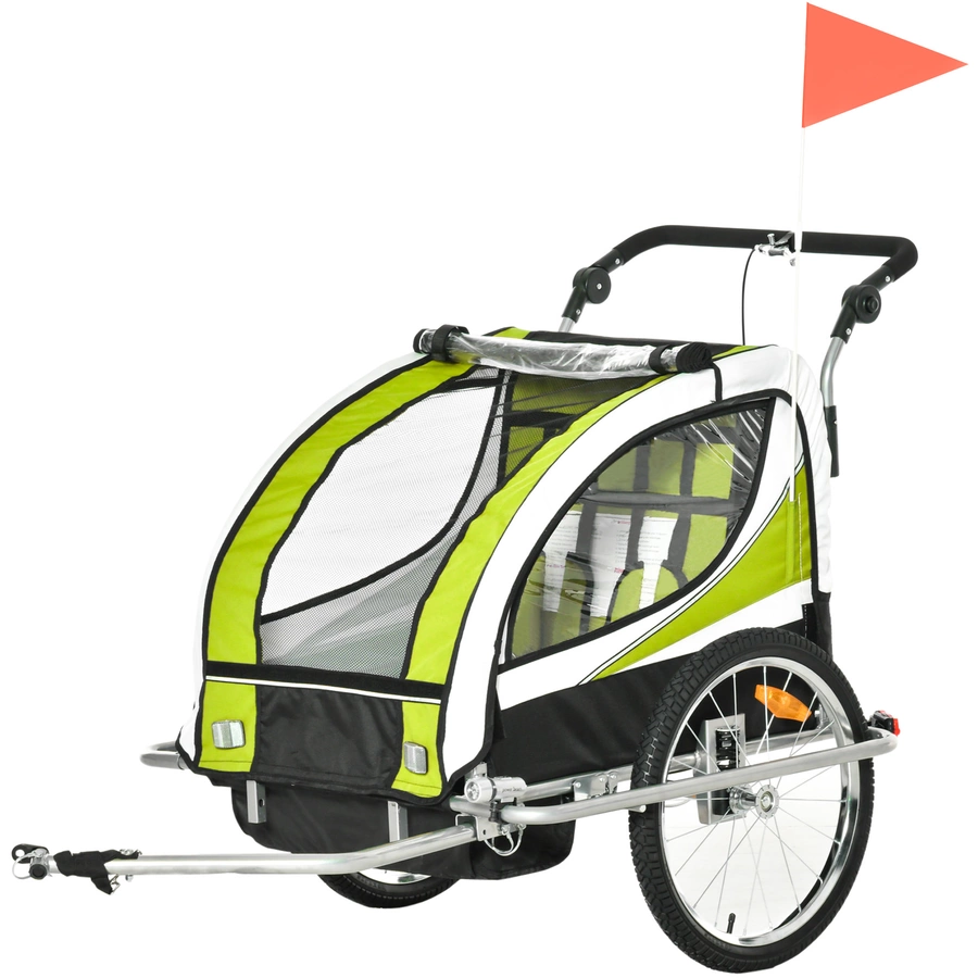 HOMCOM Kinderanhänger Mit Staufach grün, schwarz