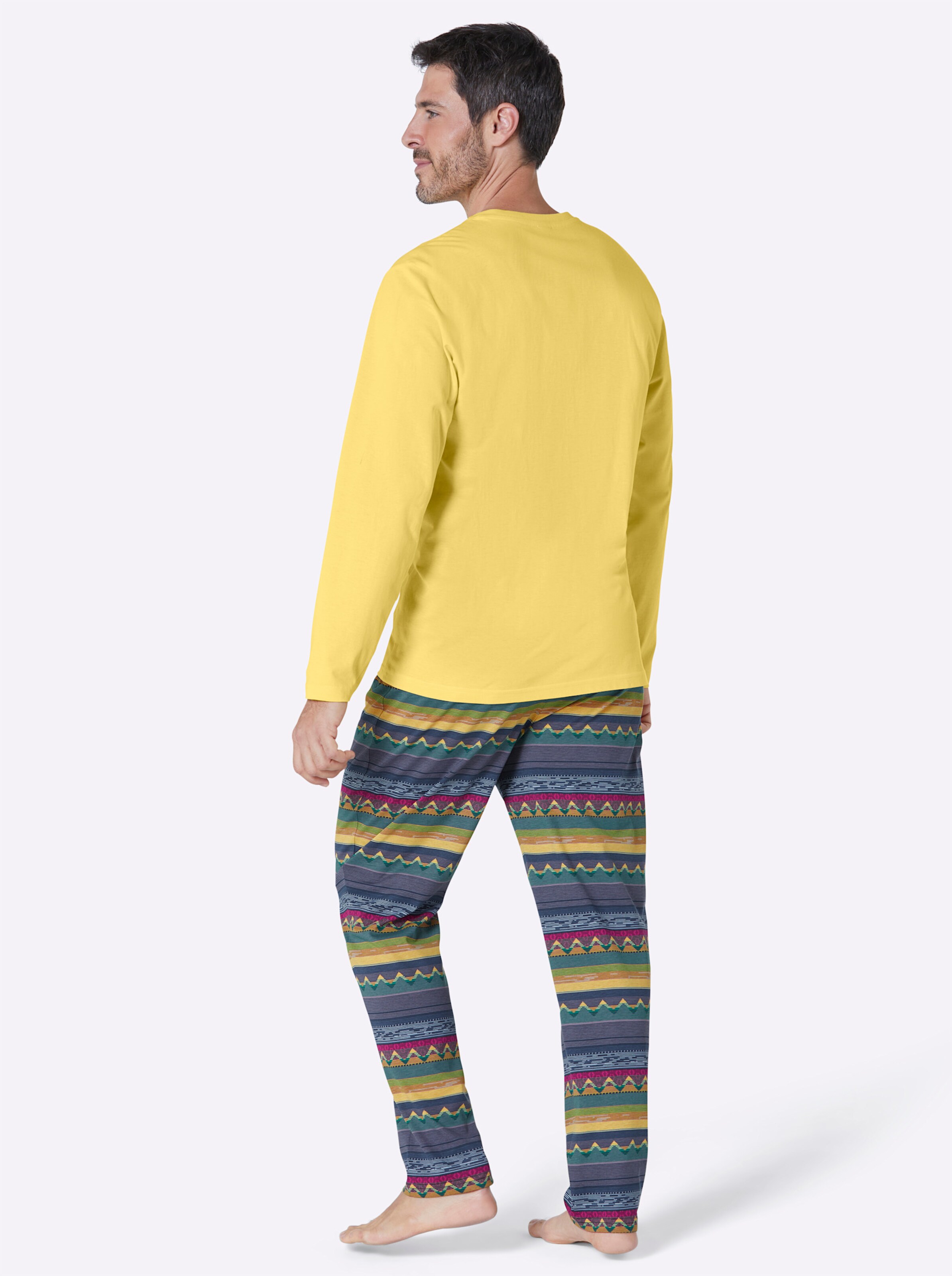 wäschepur men Schlafanzüge in gelb + jeansblau