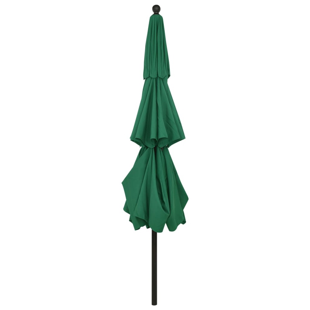 Parasol mobilier de jardin à 3 niveau x avec mât en aluminium 3,5 m vert