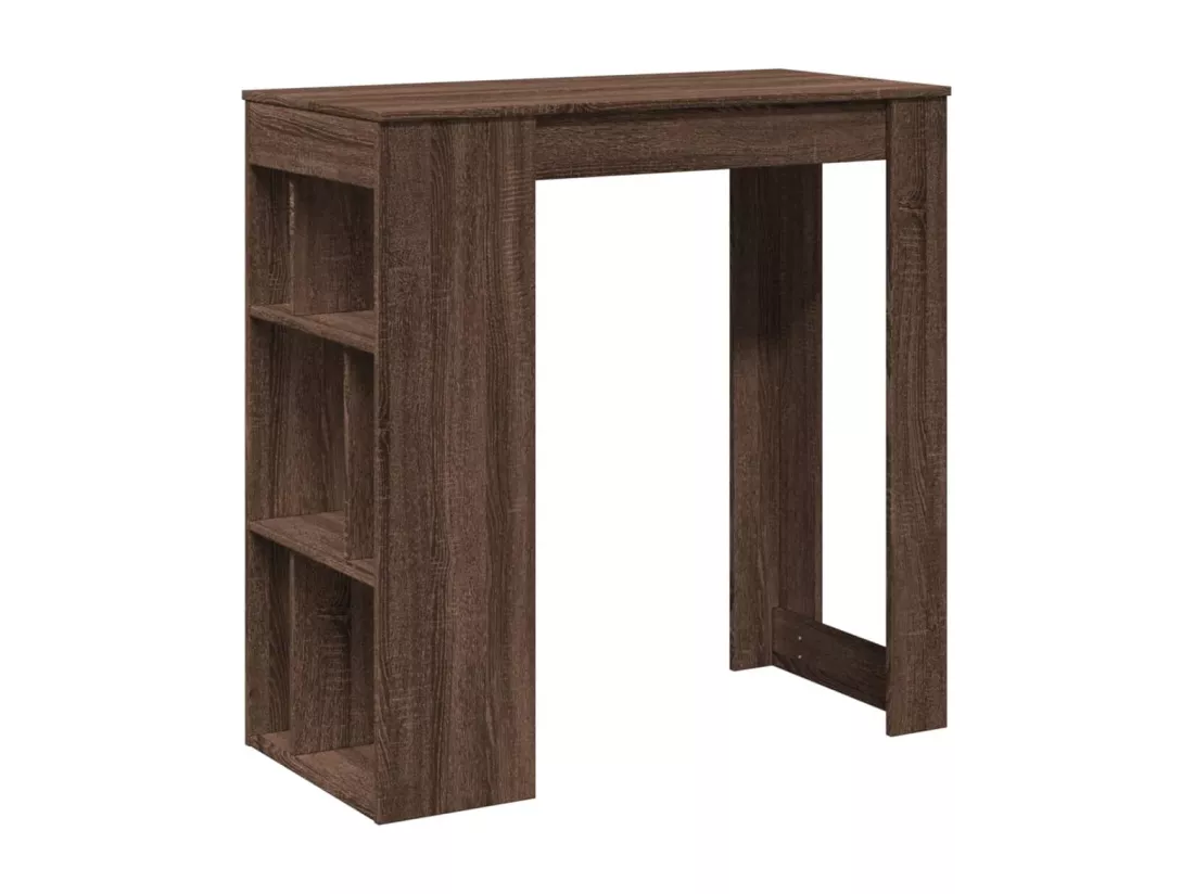 Table de bar avec étagères chêne marron bois d'ingénierie