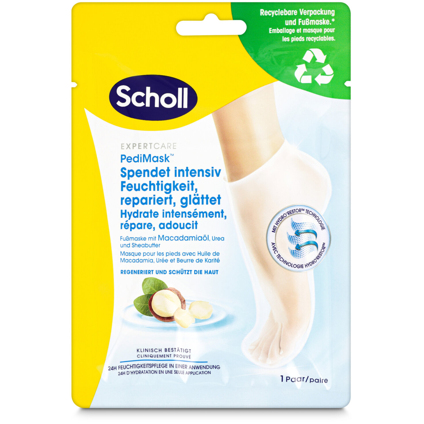 Scholl Expert Care intensiv pflegende Fussmaske Macadamiaöl