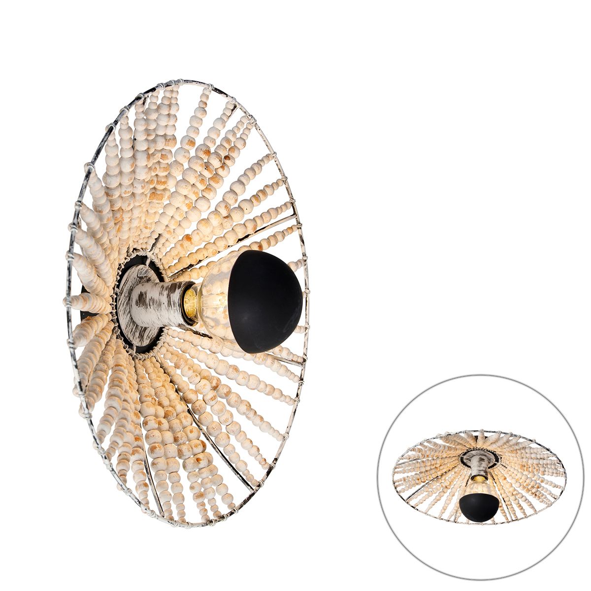 Oosterse wandlamp beige met kralen - Moti