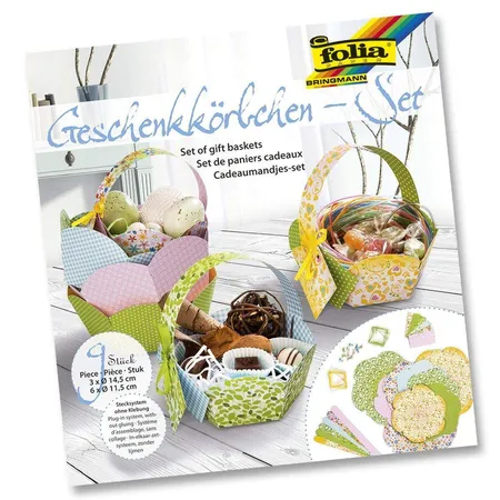 Folia Geschenkkörbchen Bastelset für 9 Körbchen mit einfachem Stecksystem