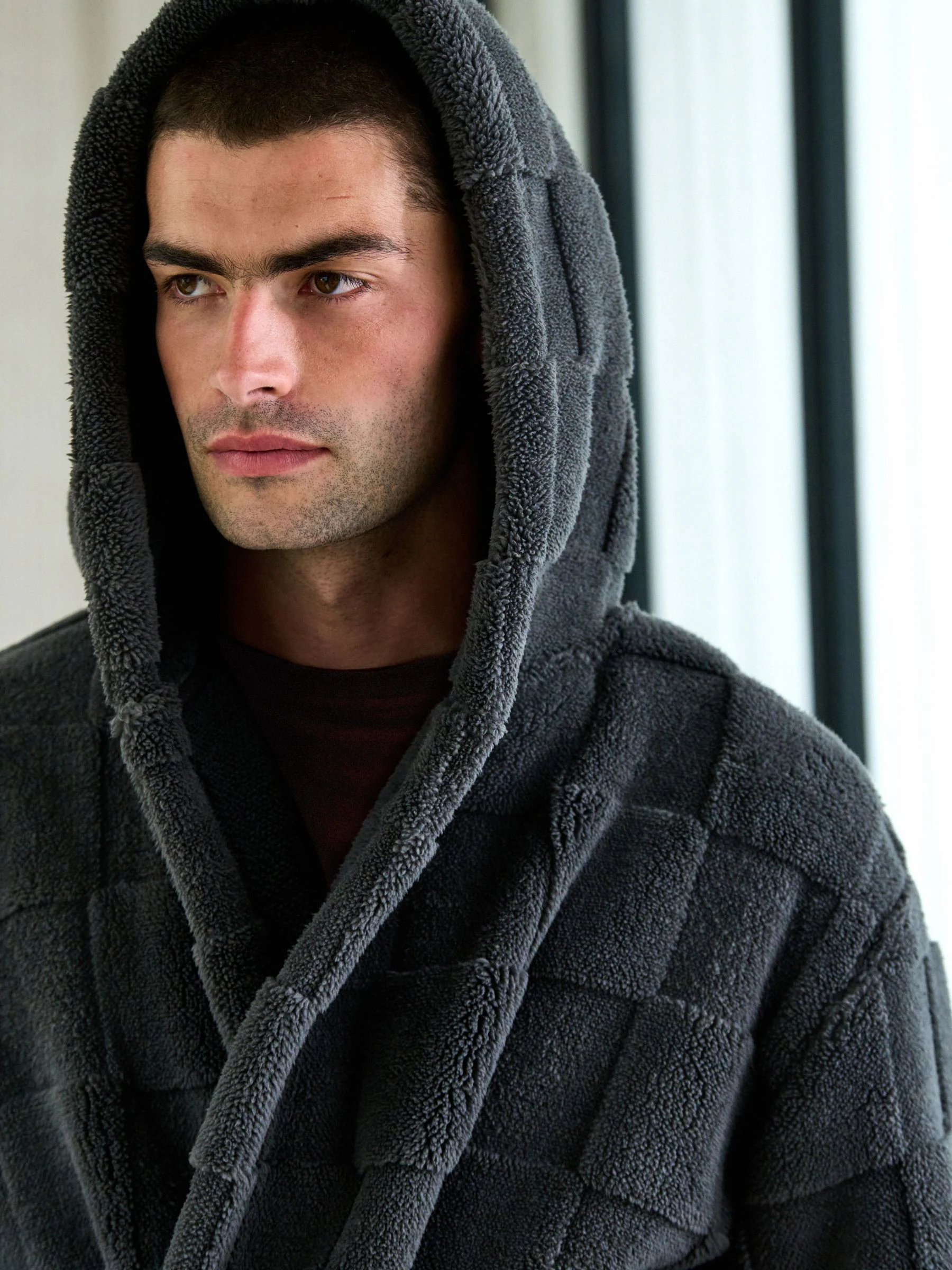 Leisteen grijs - Patterned Cut Borg Dressing Gown