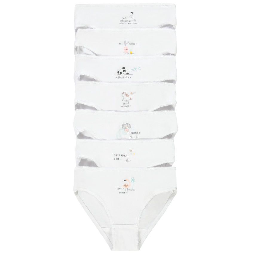 Lot de 7 culottes fantaisie semaine pour fille - Blanc