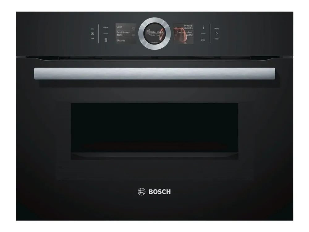 Bosch Serie | 8 CMG676BB1 - Kombinationsovn - til indbygning - niche - bredde: 56 cm - dybde: 55 cm - højde: 45 cm - med selv-rengøring - sort