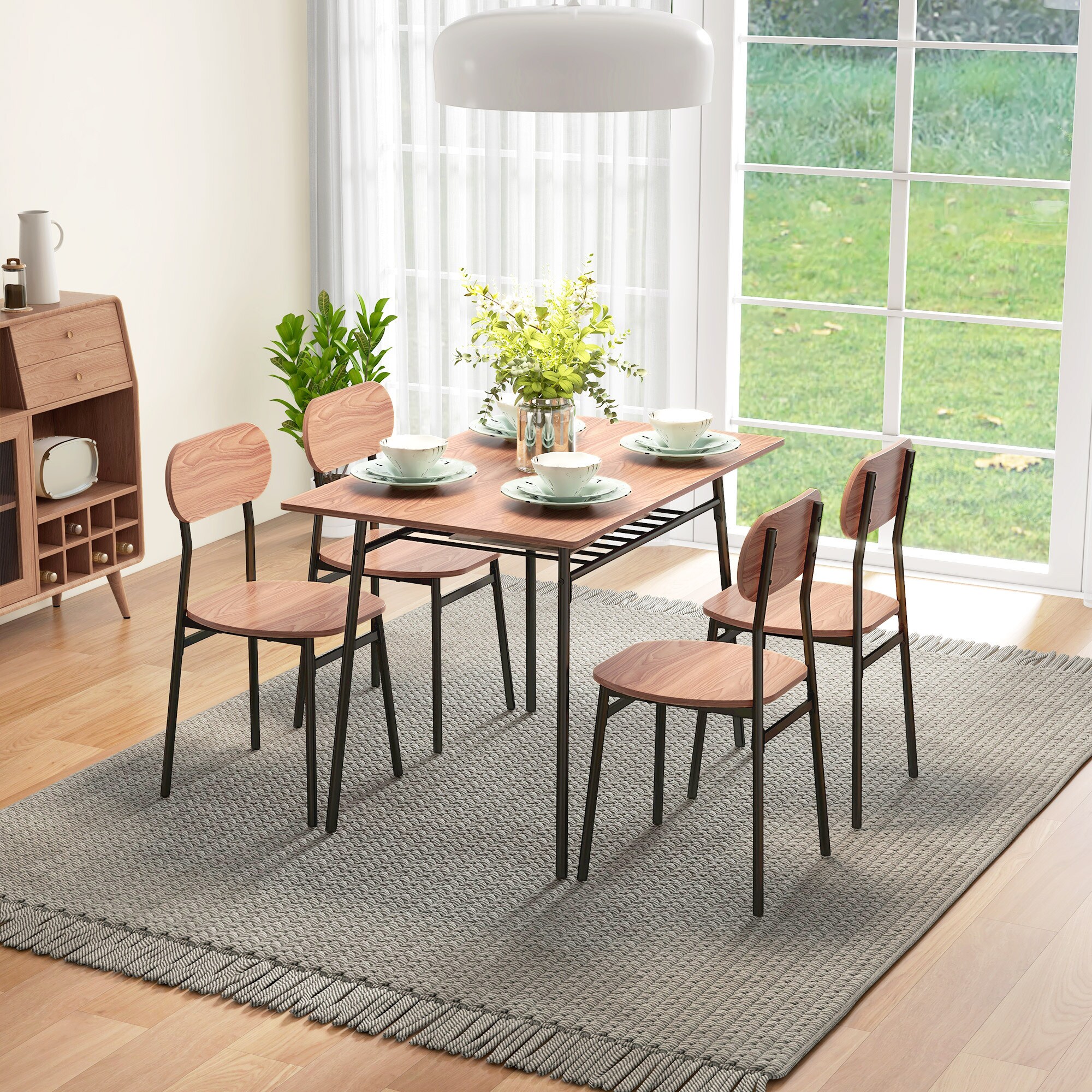 HOMCOM Esstisch mit 4 Stühlen natur 110L x 70B x 75H cm