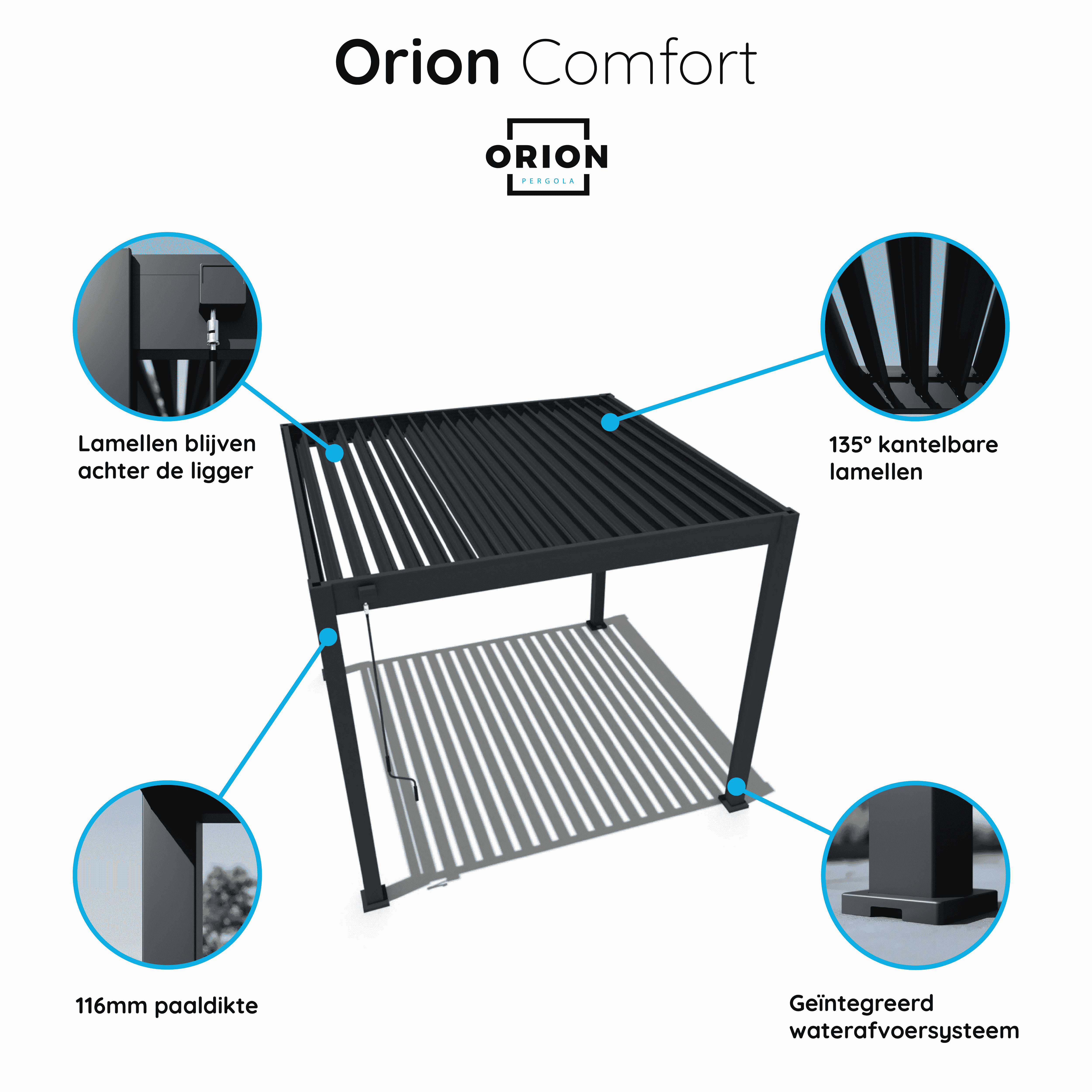 Orion Comfort 300 x 400 cm terrasoverkapping - Light Grey