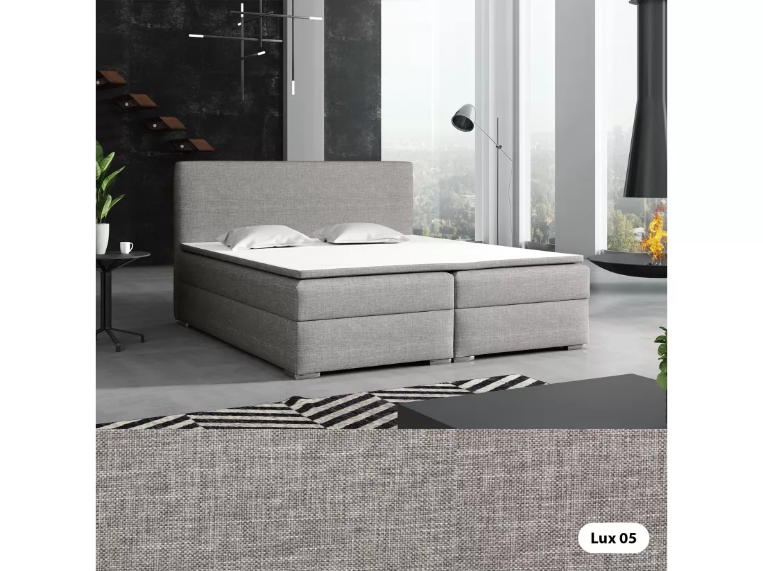 LIT BOXSPRING avec surmatelas Soler 160x200 cm, Lux 05 (Gris clair)