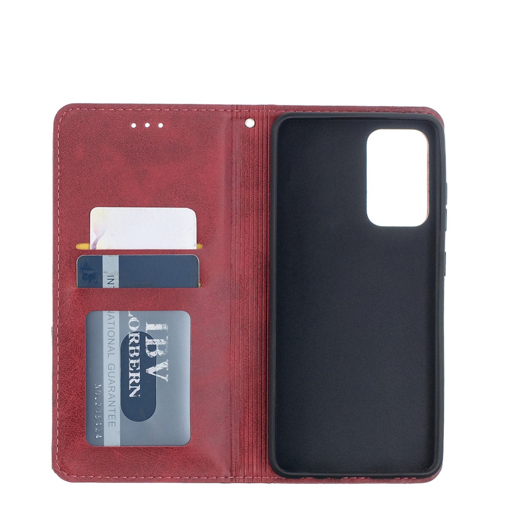 Samsung Galaxy A52s 5G / A52 (5G) Leder Tasche Flip Cover mit Kartenfächern Geometrisches Design - Rot