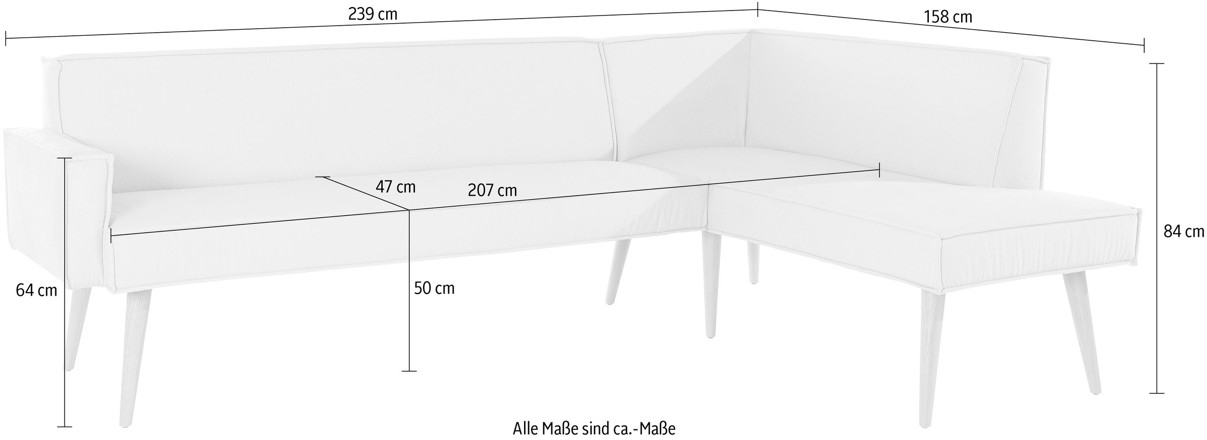 exxpo - sofa fashion Eckbank »Lungo, moderne Kedernaht, bequem und elegant, hoher Holzfuss« hochwertige Detailverarbeitung, frei im Raum stellbar