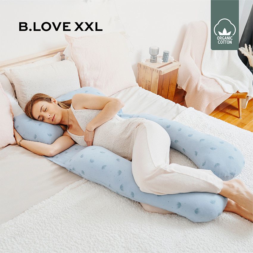 Coussin de maternité B.Love XXL wind bleu - Ecru