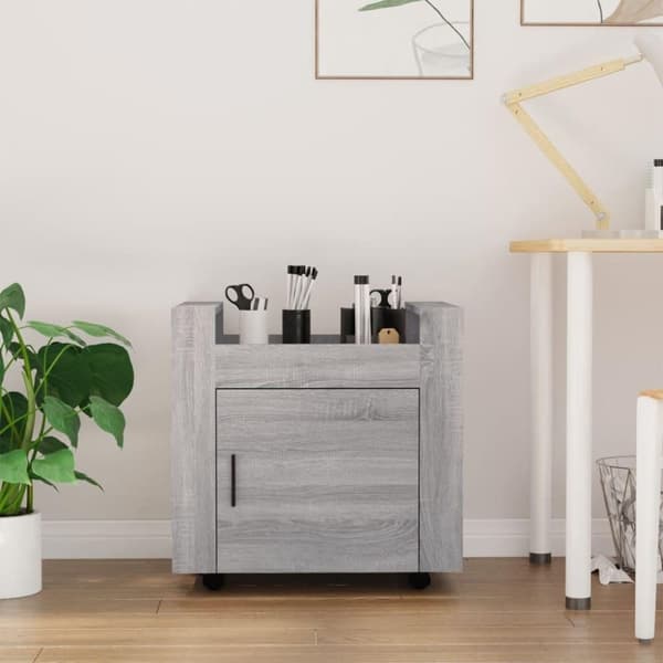 vidaXL Tralle til skrivebord grå eik 60x45x60 cm konstruert tre