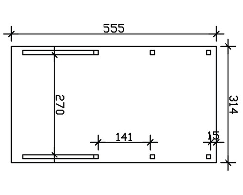SKAN HOLZ Friesland enkele carport met 2 inrijbogen en paalankers, 314x555 cm, notenhout