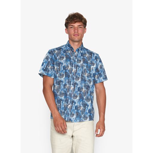 Signal Gunnar Leave Print Skjorte, Blue Captain, XXL