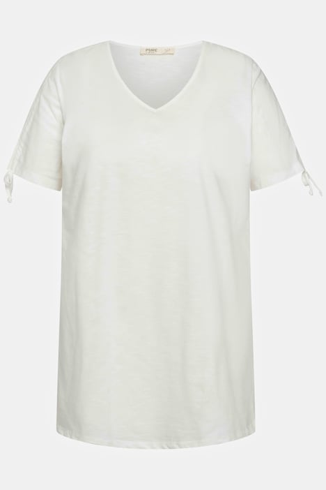 T-Shirt, Ärmelband, V-Ausschnitt, Halbarm, Biobaumwolle