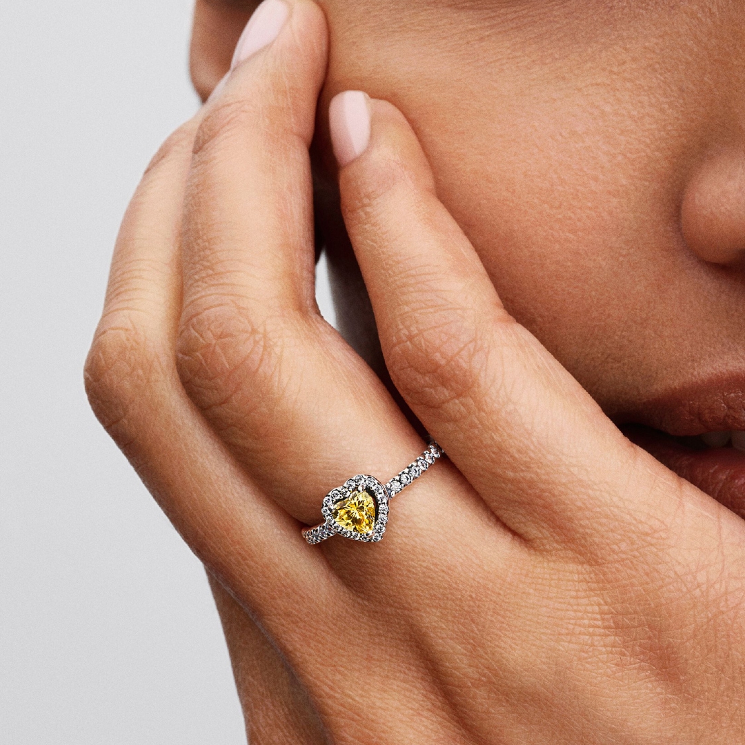 Pandora Timeless Funkelndes Erhabenes Herz Ring Gelb 925 Silber