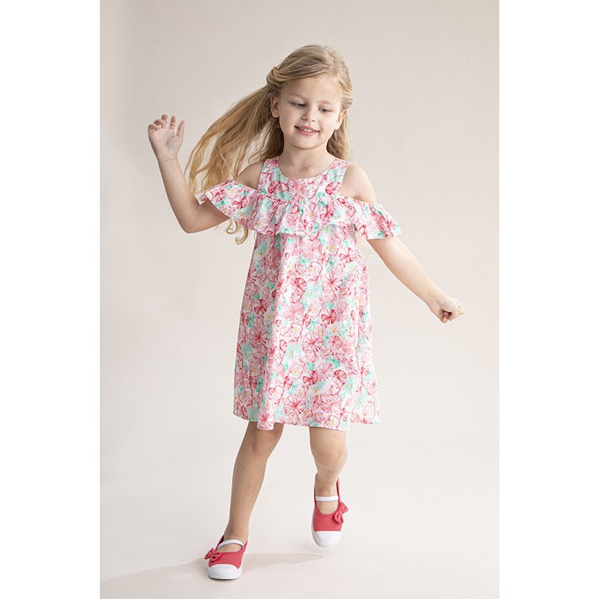 Babies en toile à noeud et doublure à pois du 24 au 35 - Fuchsia