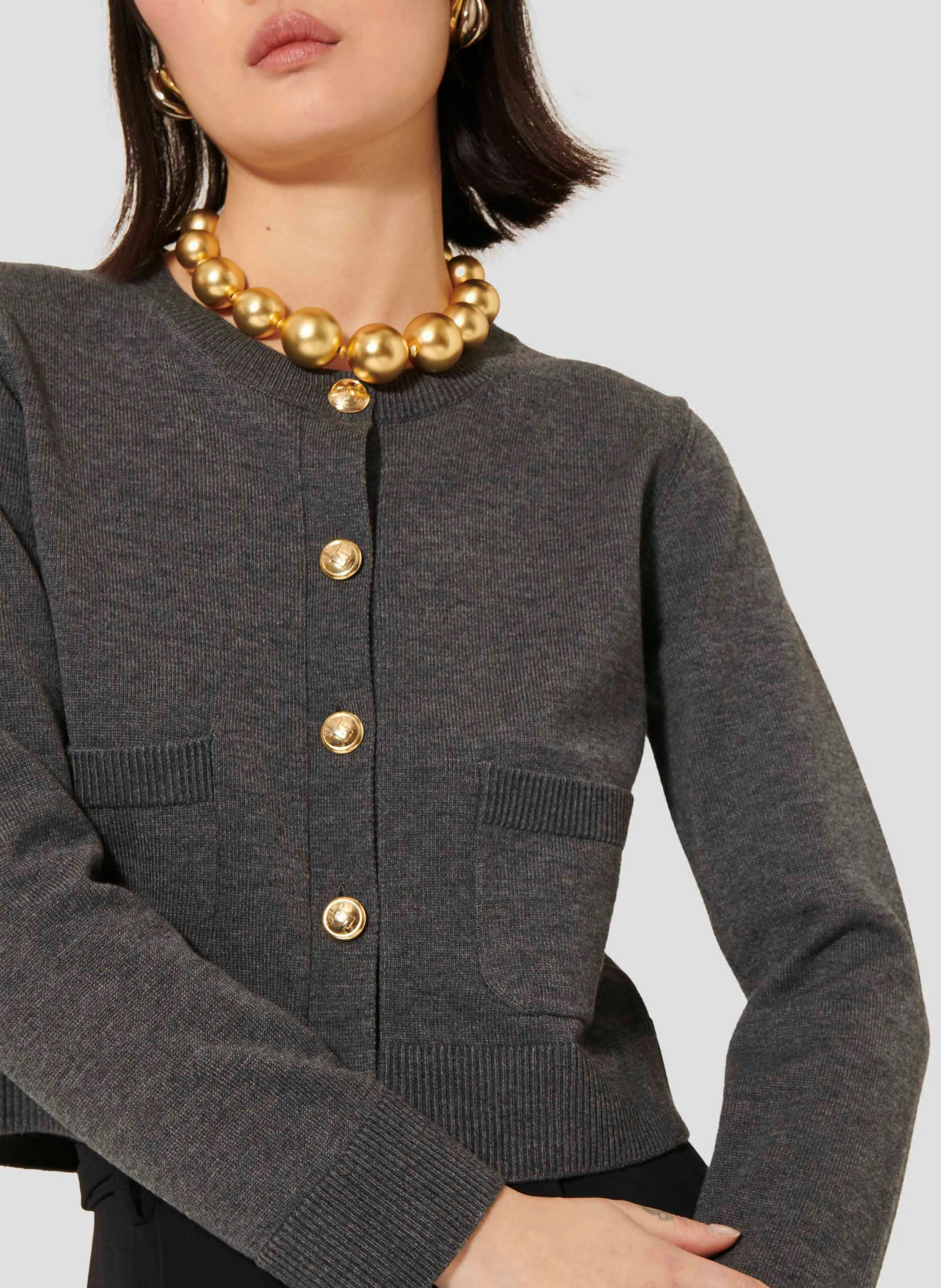 GYSLAIN - Gilet droit en maille | Gris