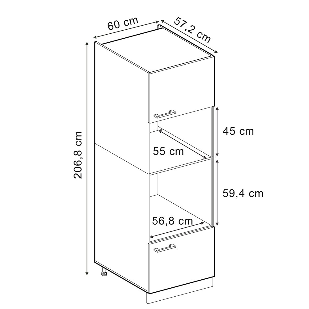 Vicco Mikrowellenschrank R-Line Schwarz Beton Anthrazit 60 cm