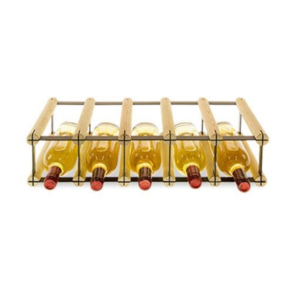 PROREGAL Modulair Wijnrek Vinotega Mod Metaal HxBxD 12,5 x 52,5 x 24,5 cm 5 x 1 Flessen Massief Dennenhout Natuurlijk