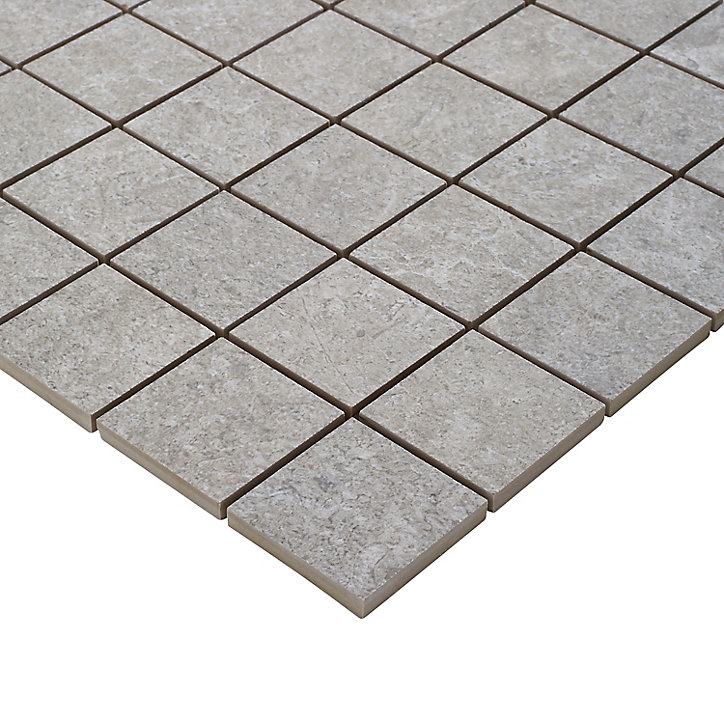 Mosaïque sol et mur gris 30 x 30 cm Soft Lime Stone