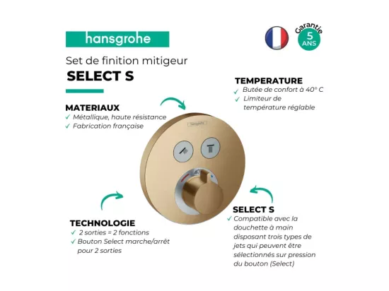 HANSGROHE Façade ShowerSelect S pour mitigeur thermostatique encastré bronze brossé