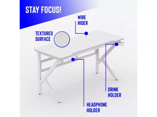 Bureau gamer ergonomique 160x60 porte casque et boisson PIUSL