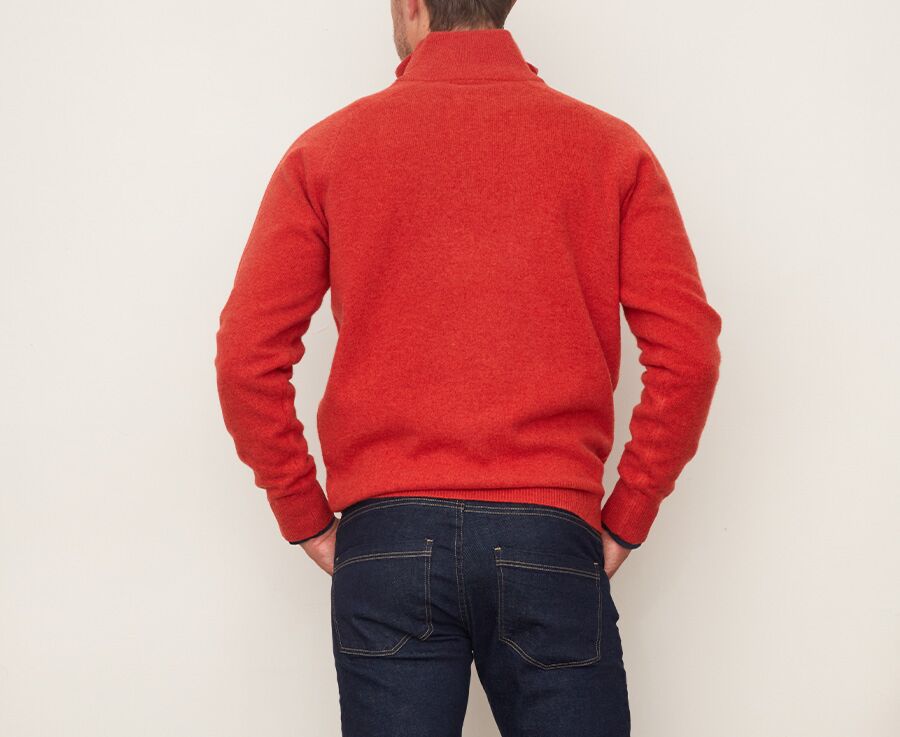 Pull col zippé homme laine Feu chiné - KENNETH