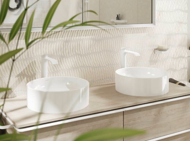 Hansgrohe Vivenis verhoogde wastafelkraan waterbesparend wit mat