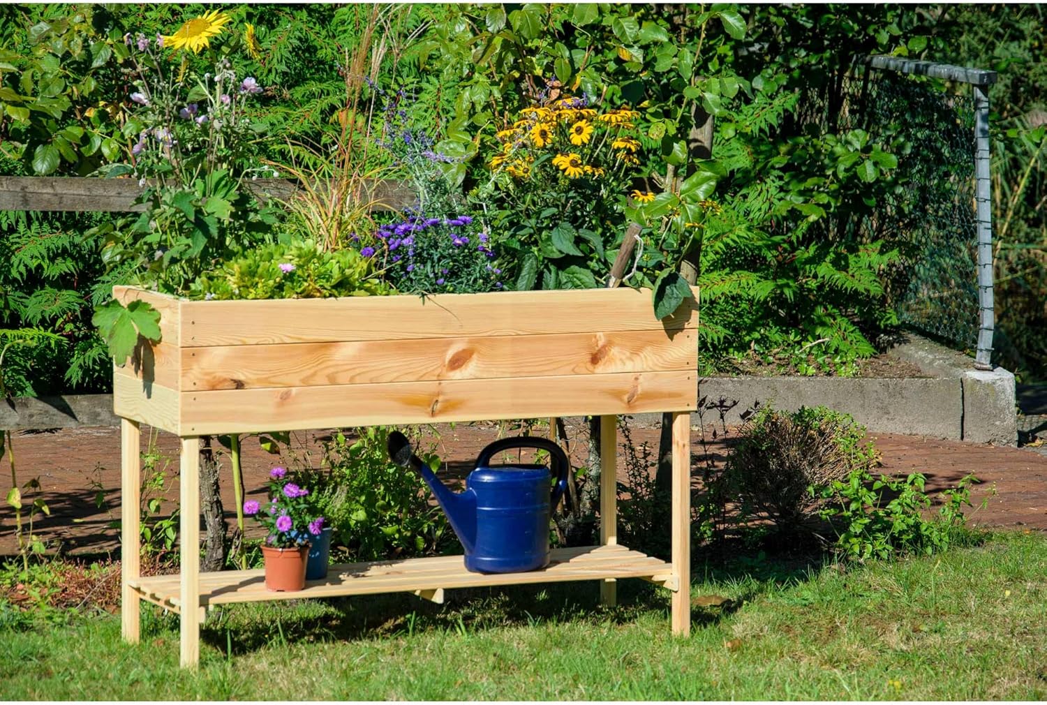 dobar® 58175FSCe breites Hochbeet XL aus Holz |Erhöhtes Gemüsebeet | Kräuterbeet aus Holz | Pflanzkasten für Balkon/Garten/Terrasse | Salatbeet für die Anzucht | 117 x 40 x 78 cm | Natur