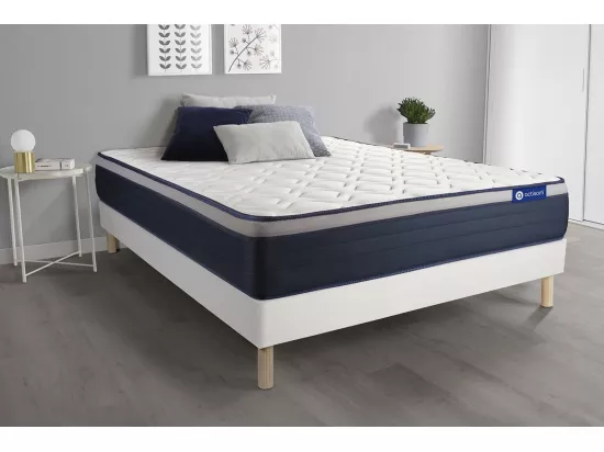 Ensemble matelas Mémoire de forme ACTIMEMO MAX 200x200 cm Maxi épaisseur 7zones de confort + sommier KIT blanc