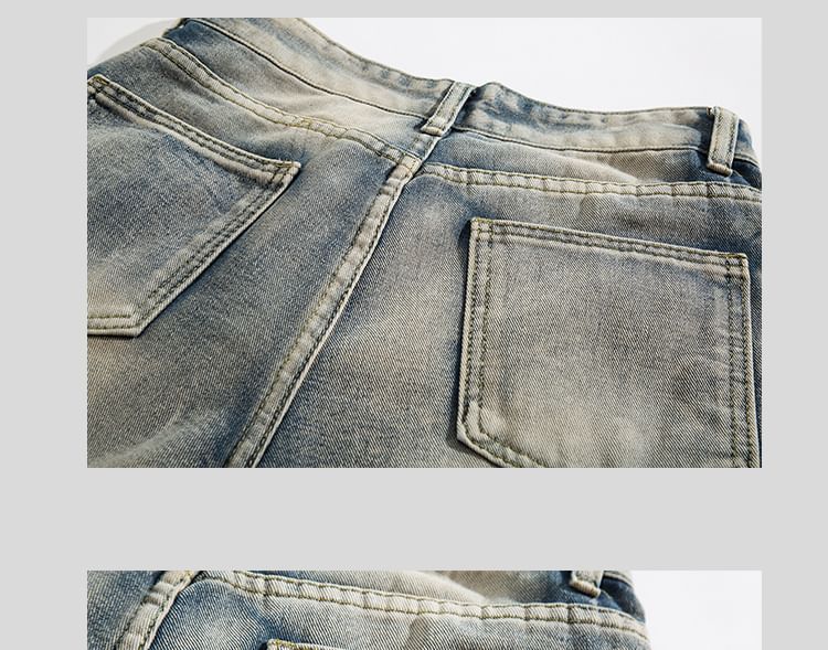Yelmenor - Middelhoge denim shorts met distressed effect