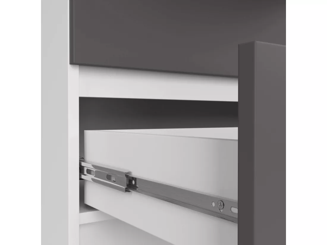 Grande Commode pour le salon AKORD K160 Blanche 160 cm 10 tiroirs façade Gris Graphite 160x40x121 cm