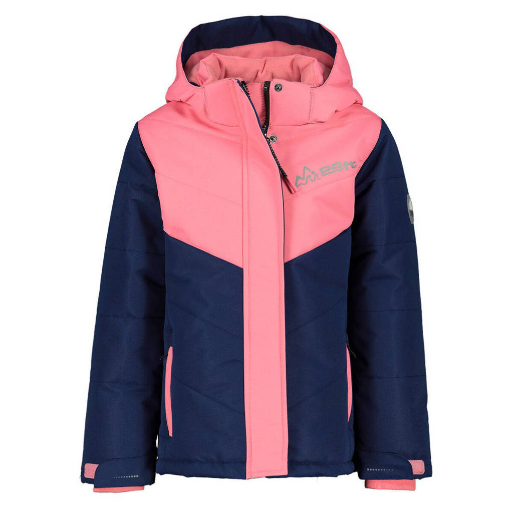 29FT ski-jack donkerblauw/roze