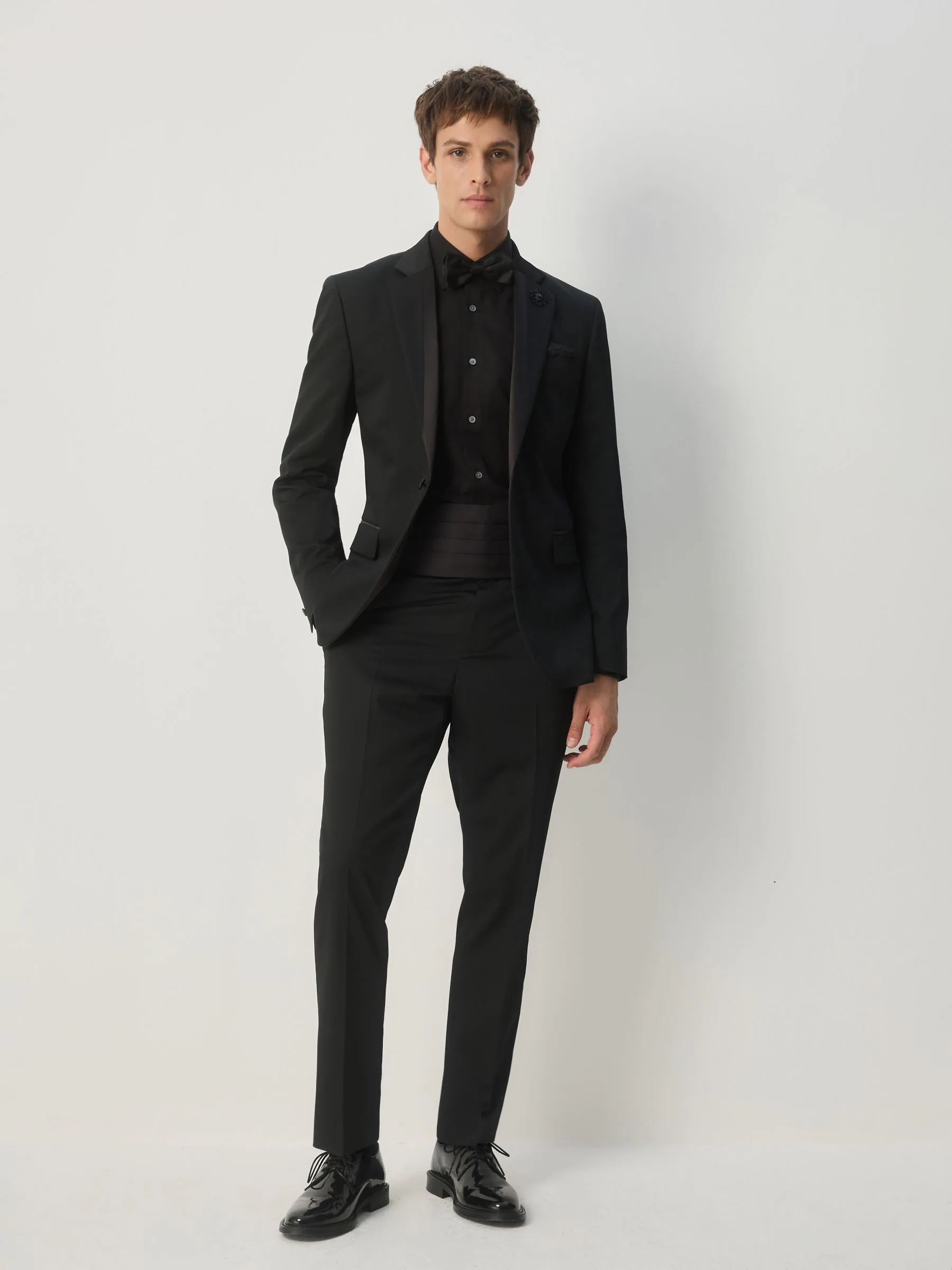 Zwart - Slim-fit smoking pantalon