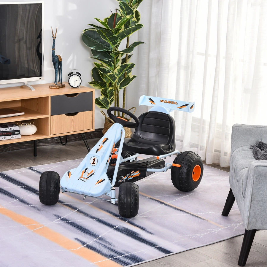 HOMCOM Kinder Go-Kart mit Handbremse hellblau